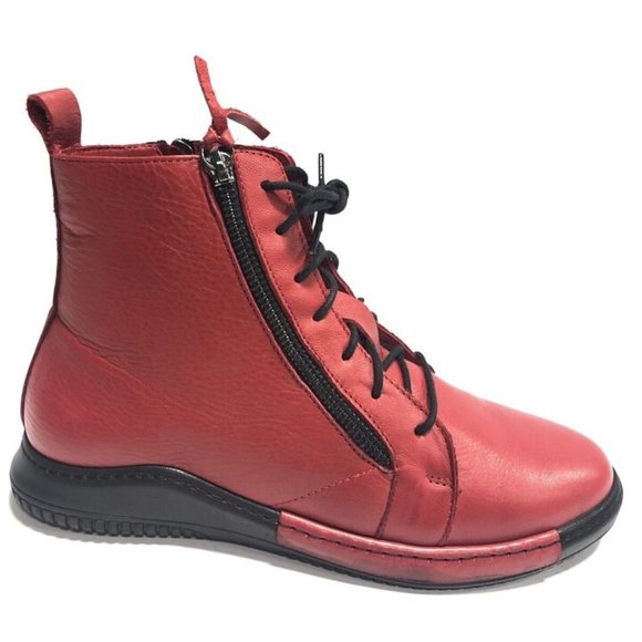 Spring Step Women’s Yaple, Red Leather Zip Booties, Size EU 38, US 7.5-8M - Picture 1 of 6